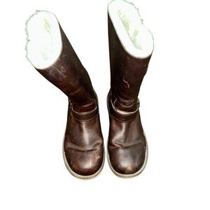 Women’s UGG Kensington Buckle Strap Brown 12" Leather Boots Size 9